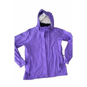 REI Womens Small Purple Hooded Rain Jacket Lightweight Waterproof Nylon Coat
